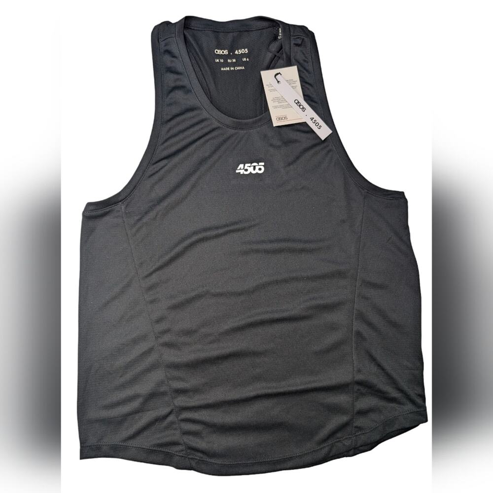 NWT ASOS 4505 Icon Training Tank Top with Racer Back in Black Size 6